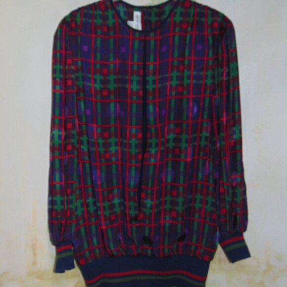 Vintage Anne Crimmins For Umi Collections Blouse Silk Abstract Geometric 10 Boho - Picture 9 of 12